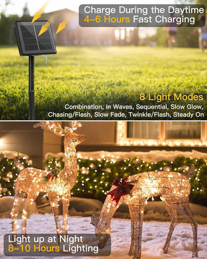 Brightown Solar String Lights Outdoor – 132 ft, 400 LEDs, 4-Pack, 8 Modes, Warm White