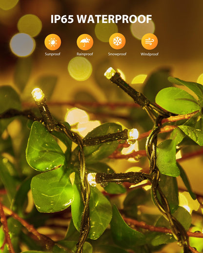 Brightown 2 Pack Solar String Lights Outdoor — 92ft, 240 LEDs, 8 Modes, IP65 Waterproof