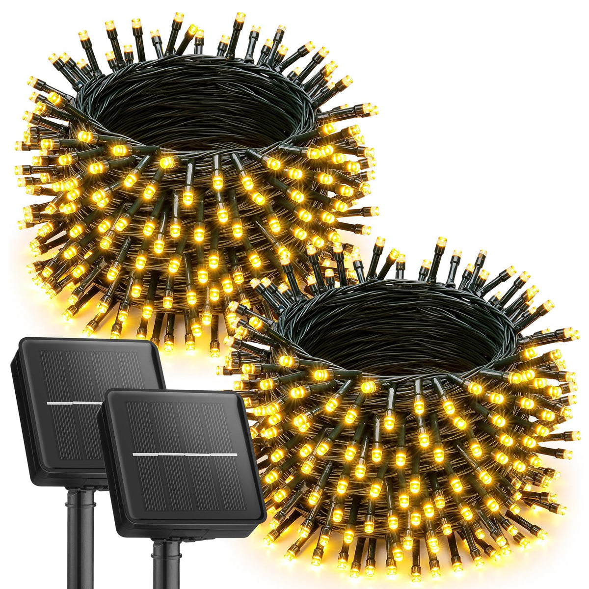 Brightown 2 Pack Solar String Lights Outdoor — 92ft, 240 LEDs, 8 Modes, IP65 Waterproof