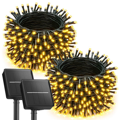 Brightown 2 Pack Solar String Lights Outdoor — 92ft, 240 LEDs, 8 Modes, IP65 Waterproof