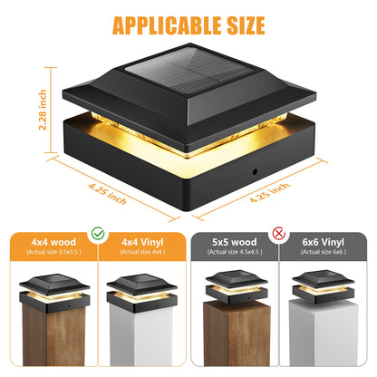 Brightown Solar Post Cap Lights 4-Pack – 16 LED, 2 Color Modes, Waterproof