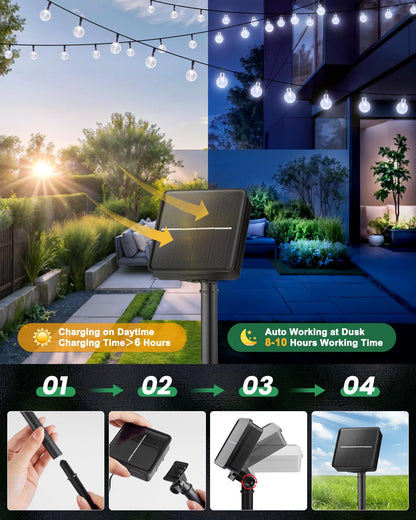 Brightown 2-Pack 120 LED Solar String Lights – 72 ft Outdoor Waterproof with 8 Lighting Modes