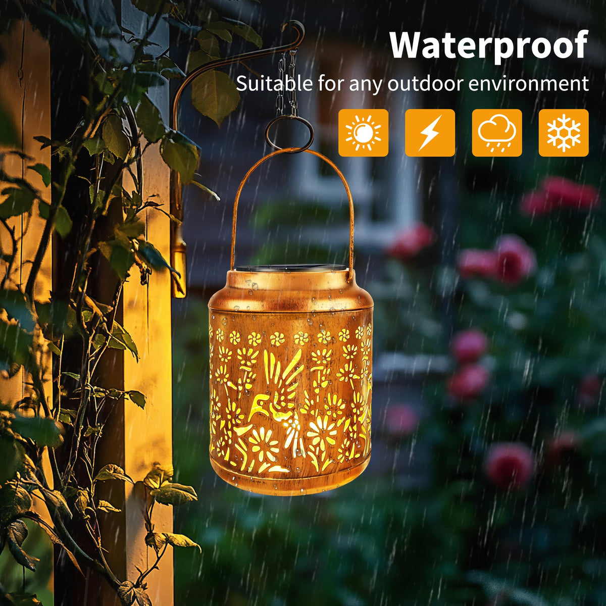 Brizled Hummingbird Solar Lanterns – 2 Pack Outdoor Garden Lights