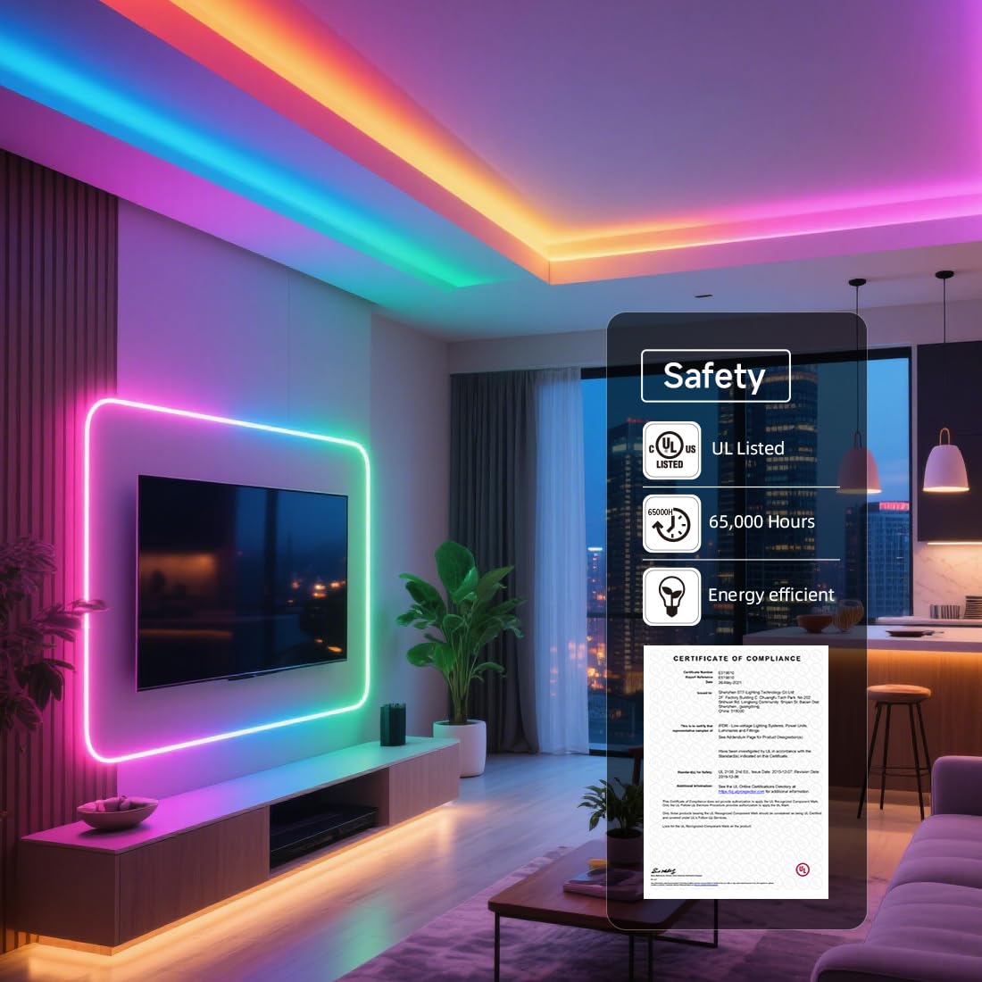 BTF-LIGHTING WS2811 Smart RGB COB LED Strip | 16.4ft, 720 LEDs/m, UL Listed