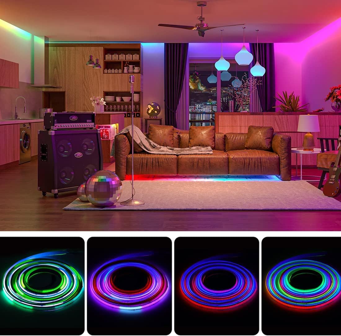 BTF-LIGHTING WS2811 Smart RGB COB LED Strip | 16.4ft, 720 LEDs/m, UL Listed