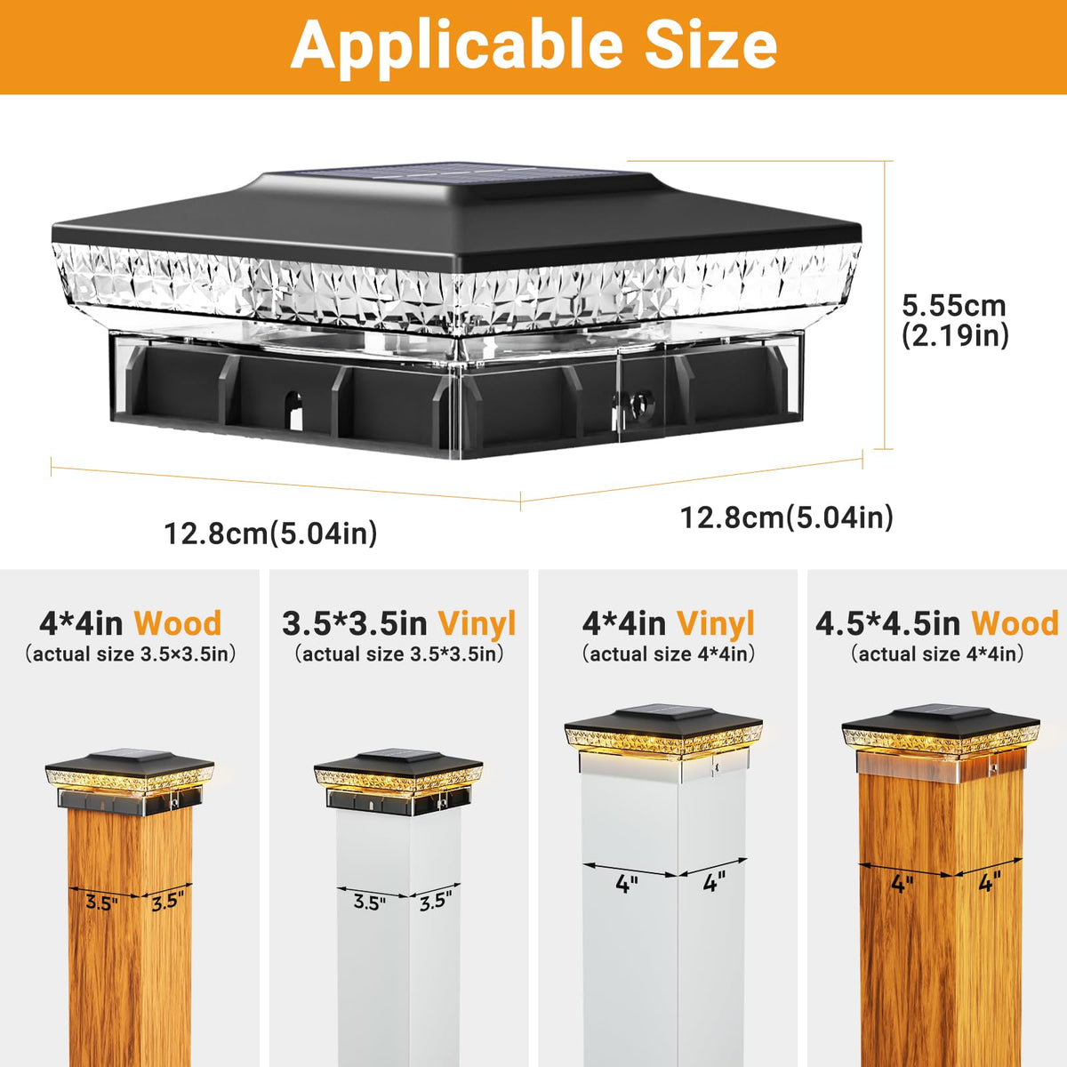 btfarm 4x4 Solar Post Cap Lights – 16 LED, 2 Modes, 4-Pack, Waterproof Outdoor Lighting