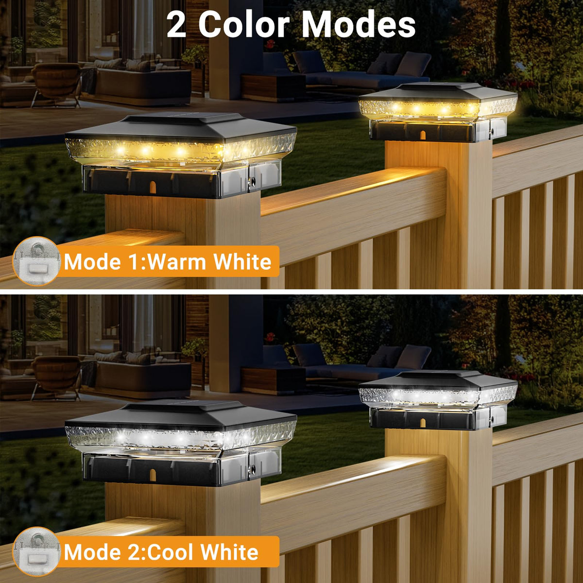 btfarm 4x4 Solar Post Cap Lights – 16 LED, 2 Modes, 4-Pack, Waterproof Outdoor Lighting
