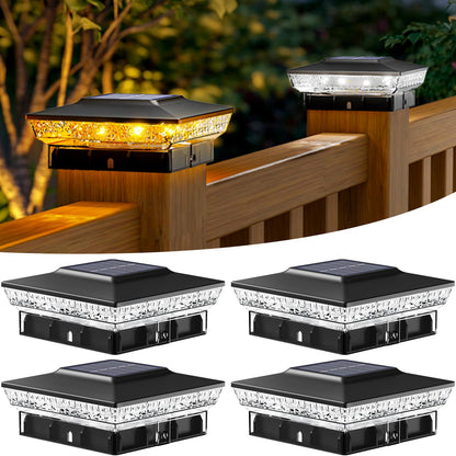 btfarm 4x4 Solar Post Cap Lights – 16 LED, 2 Modes, 4-Pack, Waterproof Outdoor Lighting