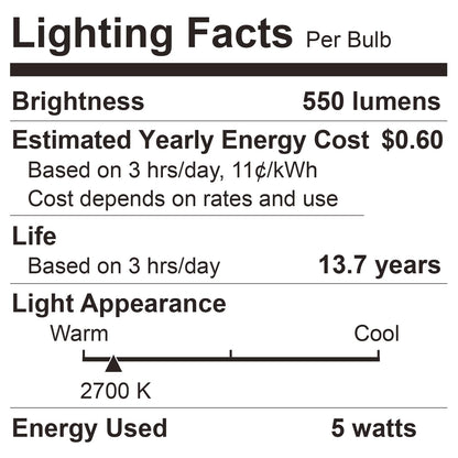 BUBO A19 LED Bulbs — 40W Equivalent, 5W, 2700K Soft White, 550 Lumens, E26, Non-Dimmable, 24 Pack