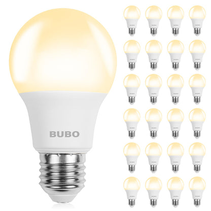 BUBO A19 LED Bulbs — 40W Equivalent, 5W, 2700K Soft White, 550 Lumens, E26, Non-Dimmable, 24 Pack
