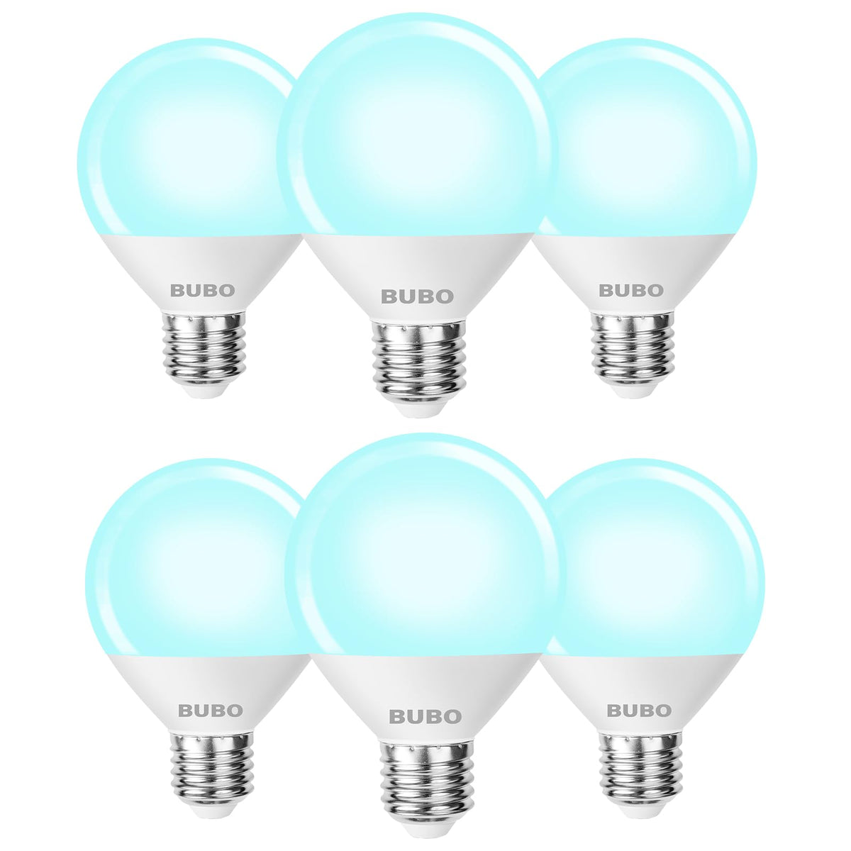 BUBO Vanity Light Bulbs 60W Equivalent – 5000K Daylight G25 LED, 7W, E26, Non-Dimmable, 6 Pack