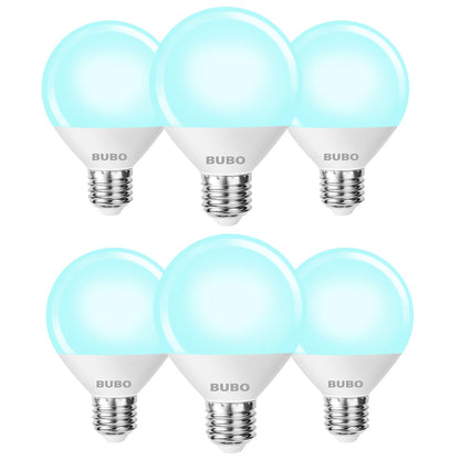 BUBO Vanity Light Bulbs 60W Equivalent – 5000K Daylight G25 LED, 7W, E26, Non-Dimmable, 6 Pack