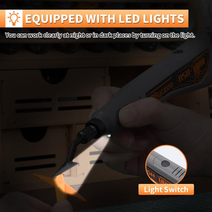 Bucasso Reciprocating Sander – Variable Speed, USB Charging, LED Light, 6 Sanding Heads