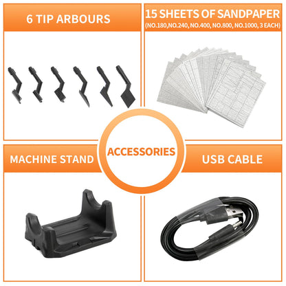 Bucasso Reciprocating Sander – Variable Speed, USB Charging, LED Light, 6 Sanding Heads
