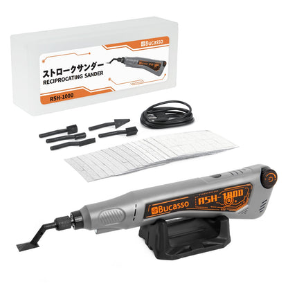 Bucasso Reciprocating Sander – Variable Speed, USB Charging, LED Light, 6 Sanding Heads