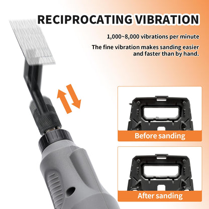 Bucasso Reciprocating Sander – Variable Speed, USB Charging, LED Light, 6 Sanding Heads
