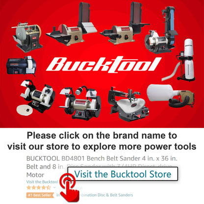 Bucktool BG2600 Combo: 2x42 Belt Sander, 6-inch Bench Grinder, Knife Sharpener with Large Work Tables
