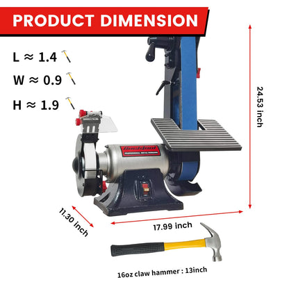 Bucktool BG2600 Combo: 2x42 Belt Sander, 6-inch Bench Grinder, Knife Sharpener with Large Work Tables