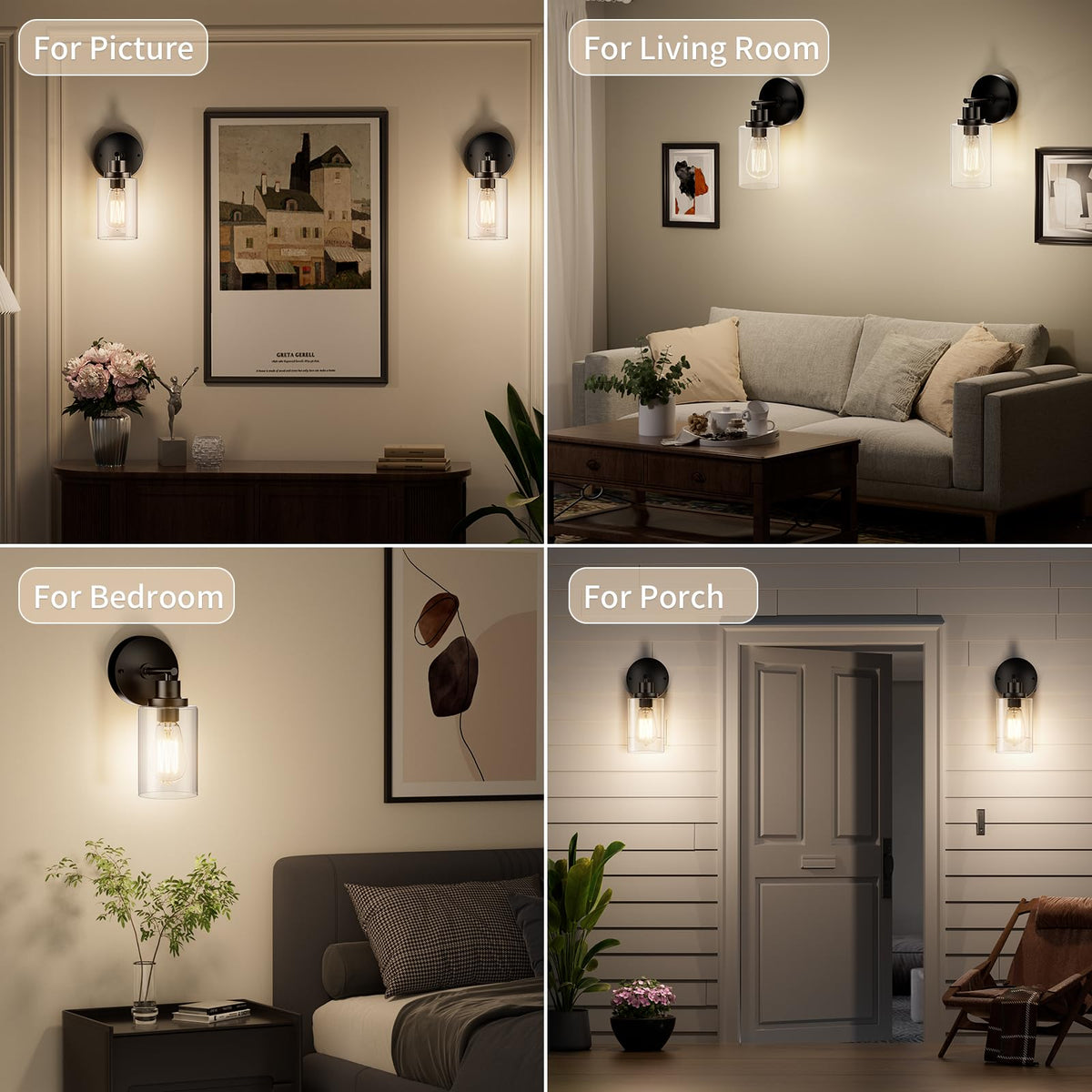 BUTHY Black Wall Sconce Light | Modern Indoor Wall Fixture with E26 Base & Clear Glass Shade