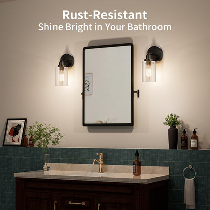 BUTHY Black Wall Sconce Light | Modern Indoor Wall Fixture with E26 Base & Clear Glass Shade