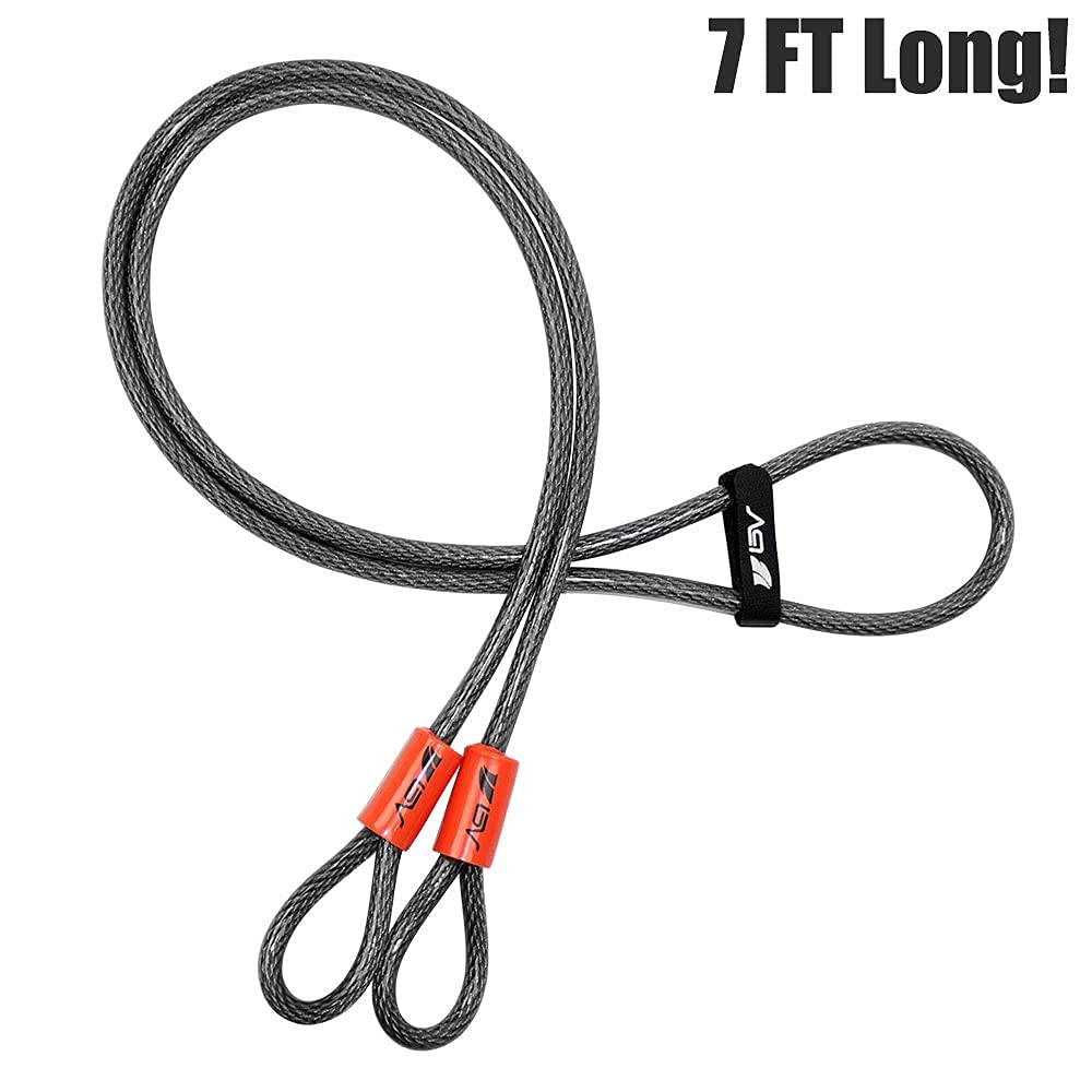 BV 7FT Heavy-Duty Security Cable Lock with Loops — 10mm Braided Steel