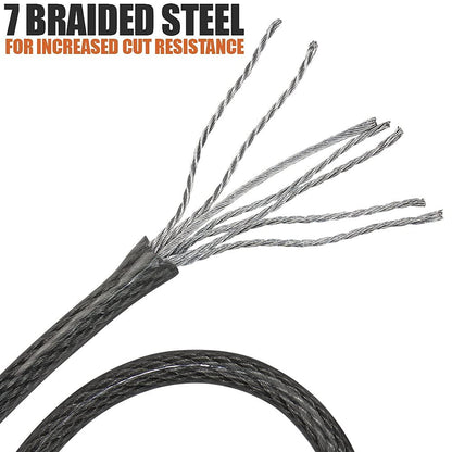 BV 7FT Heavy-Duty Security Cable Lock with Loops — 10mm Braided Steel