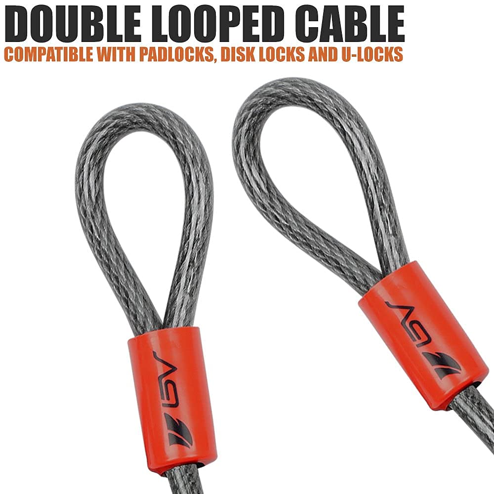BV 7FT Heavy-Duty Security Cable Lock with Loops — 10mm Braided Steel
