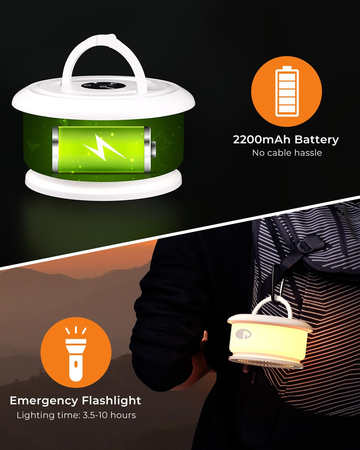 Bylitodt Camping String Lights — Retractable 32.8ft RGB LED Rope Lights