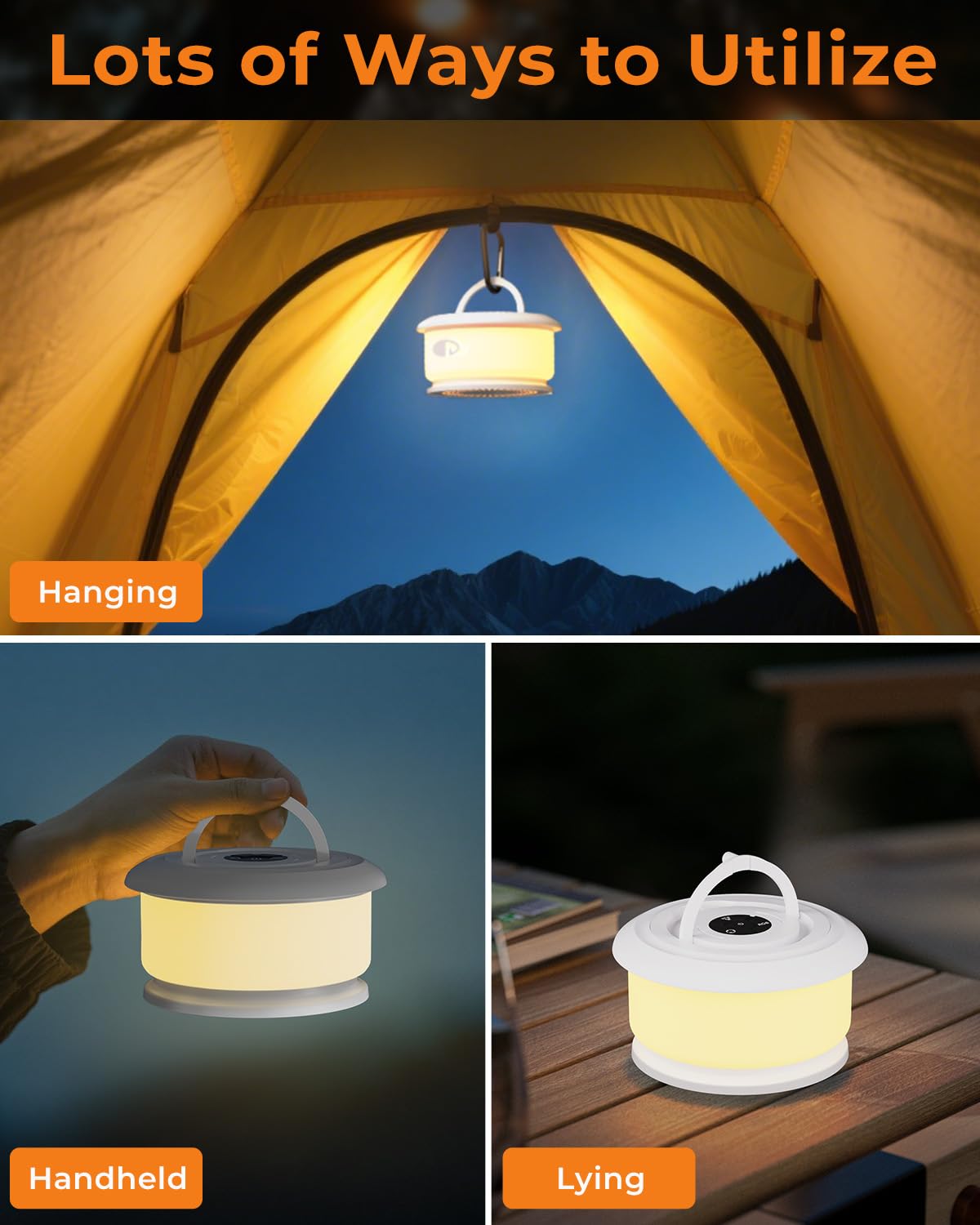 Bylitodt Camping String Lights — Retractable 32.8ft RGB LED Rope Lights
