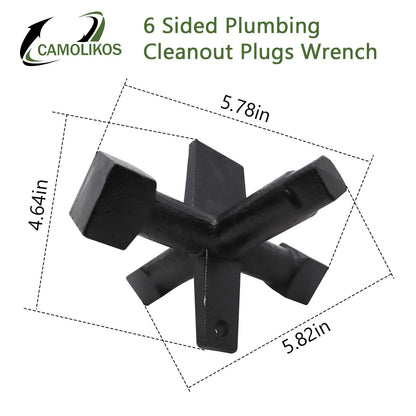 CAMOLIKOS 6-Sided Cleanout Wrench for Drum Traps, Countersunk Plugs & Threaded Cleanouts