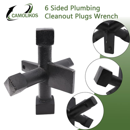 CAMOLIKOS 6-Sided Cleanout Wrench for Drum Traps, Countersunk Plugs & Threaded Cleanouts