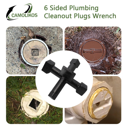 CAMOLIKOS 6-Sided Cleanout Wrench for Drum Traps, Countersunk Plugs & Threaded Cleanouts