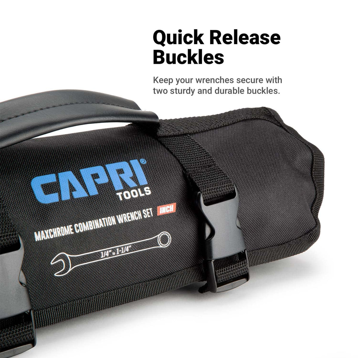 Capri Tools Wrench Roll Up Pouch, SAE, 17 Pockets, Black | Durable Canvas Organizer