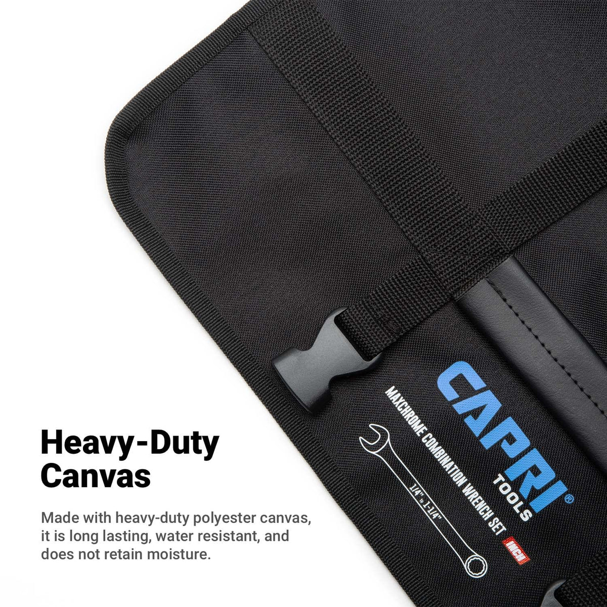 Capri Tools Wrench Roll Up Pouch, SAE, 17 Pockets, Black | Durable Canvas Organizer