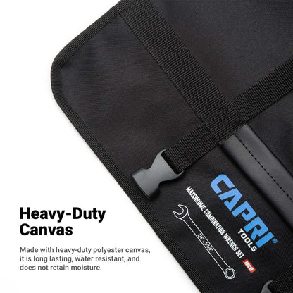 Capri Tools Wrench Roll Up Pouch, SAE, 17 Pockets, Black | Durable Canvas Organizer