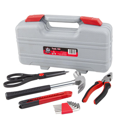 CARTMAN 39-Piece Home Tool Set Kit — Essential Hand Tools in Red Case