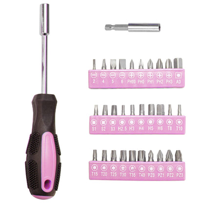 CARTMAN Home Tool Set Kit – Basic Household Tools with Storage Case (Light Pink)