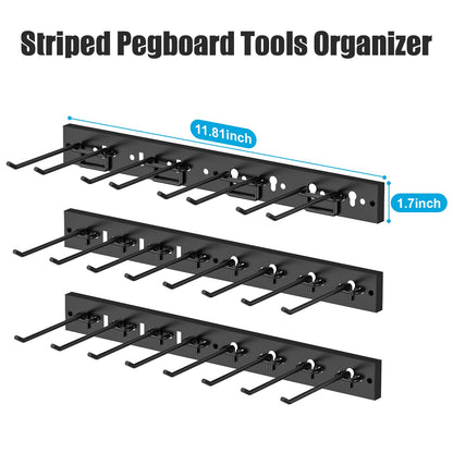 CCCEI 3-Strip Modular Pegboard Storage – All-Metal Wall Mount for Garage & Workshop (Black)