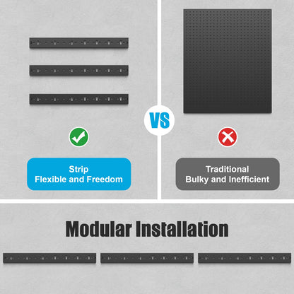 CCCEI 3-Strip Modular Pegboard Storage – All-Metal Wall Mount for Garage & Workshop (Black)