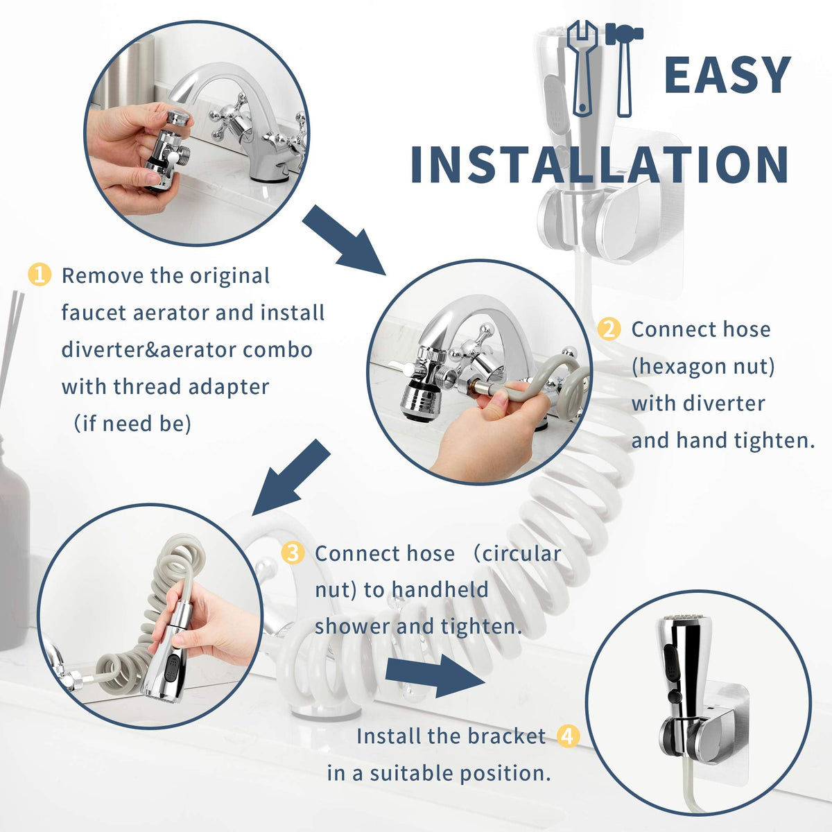 CECEFIN Kitchen Sink Sprayer Attachment – 79-Inch Hose, Diverter Valve & Aerator