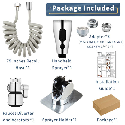 CECEFIN Kitchen Sink Sprayer Attachment – 79-Inch Hose, Diverter Valve & Aerator
