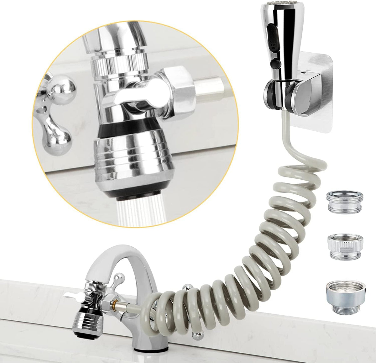 CECEFIN Kitchen Sink Sprayer Attachment – 79-Inch Hose, Diverter Valve & Aerator