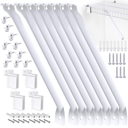 CEVICANT 8-Pc 12" Wire Shelf Brackets Set | Heavy-Duty White Epoxy-Coated Steel