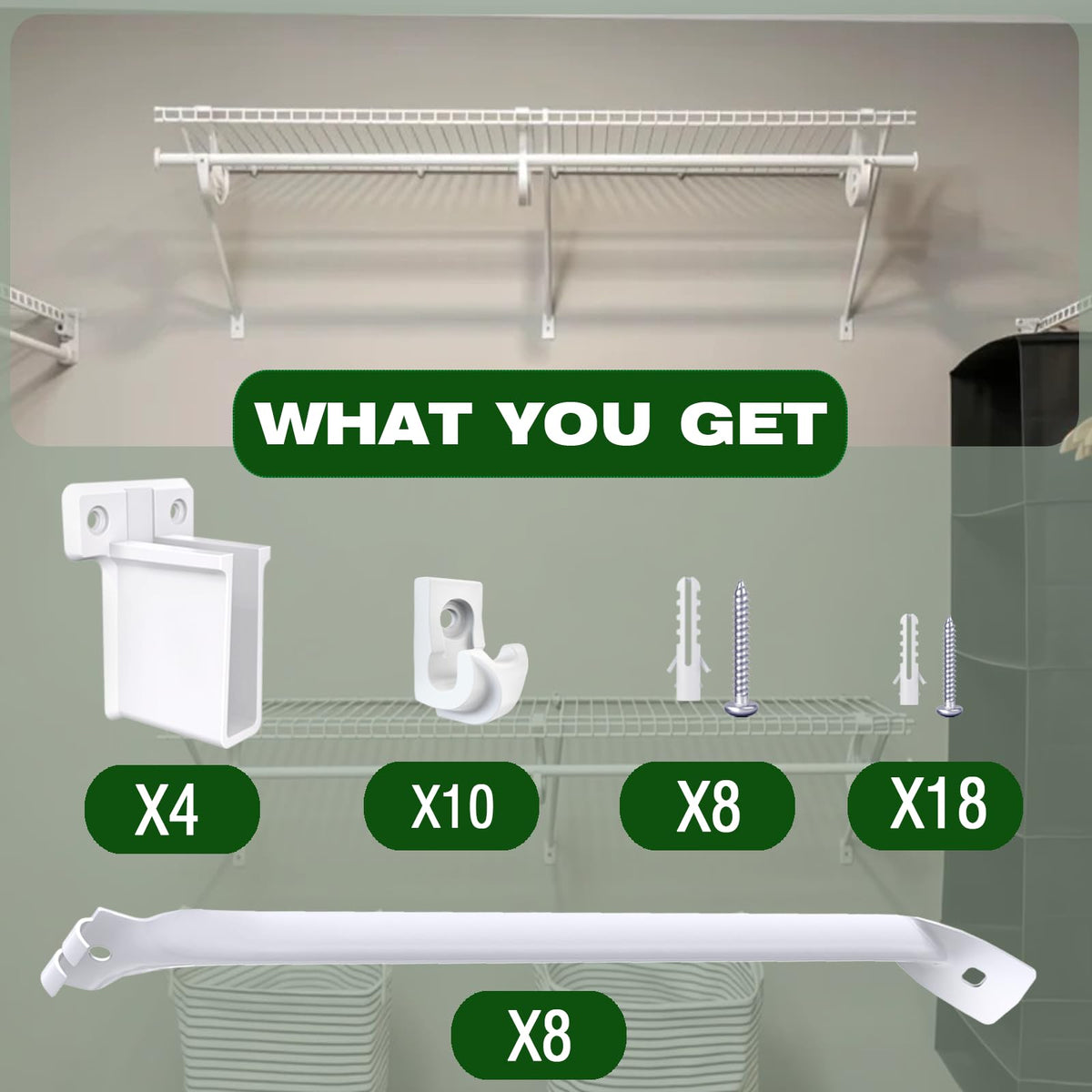 CEVICANT 8-Pc 12" Wire Shelf Brackets Set | Heavy-Duty White Epoxy-Coated Steel