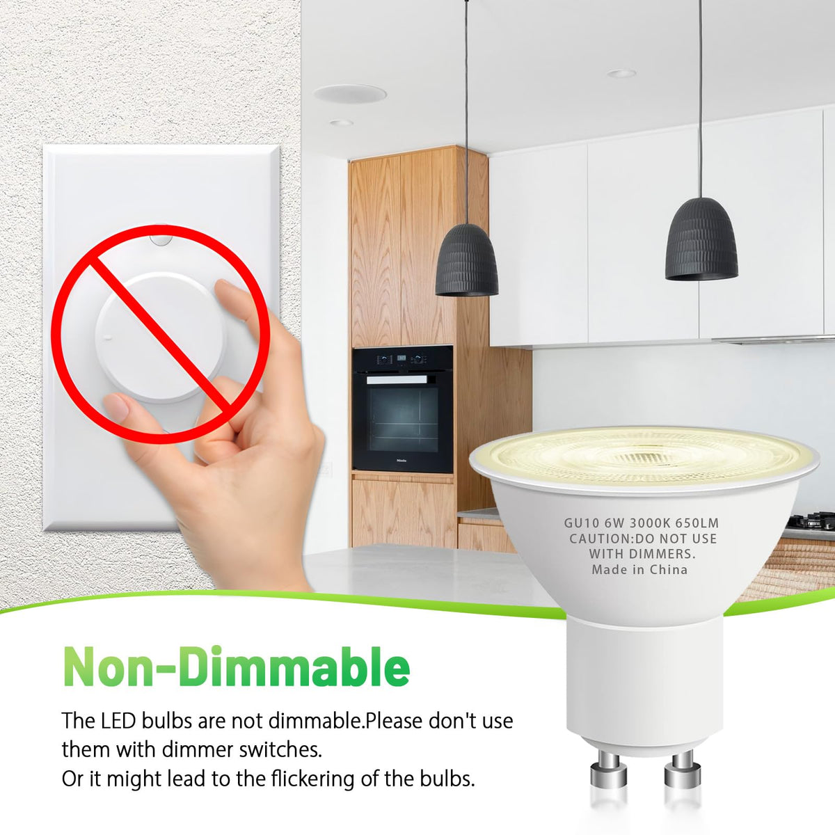 CFMASTER GU10 LED Bulb 6W (50W) 650lm 3000K Soft White – Non-Dimmable, GU10 Base, 10-Pack
