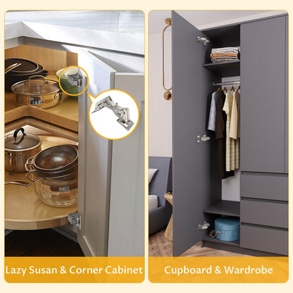 Chibery 4-Pack 170-Degree Soft-Close Cabinet Hinges | Concealed, Surface-Mount, Frameless Lazy Susan