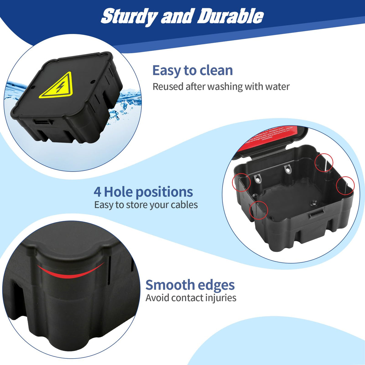 CICHKELY Black Open Splice Junction Box 2-Pack - 5-Second Install, V0 Flame Retardant