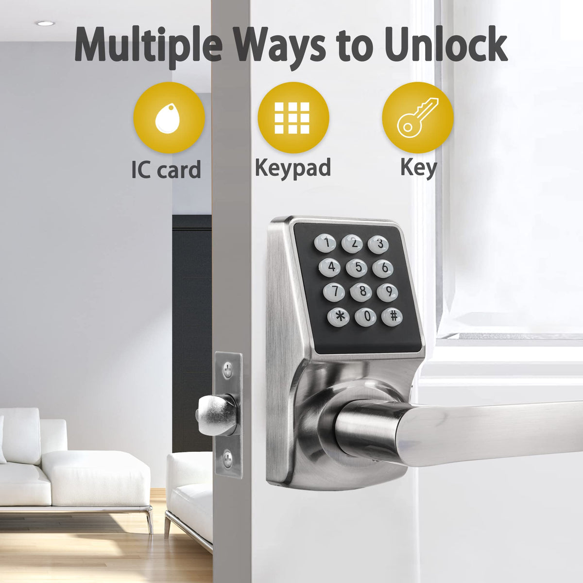 Cielsa Dawn Keypad Door Lock with Handle – 2-Pack Brushed Nickel