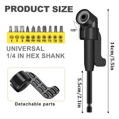 CIGOTU 17Pcs Flexible Drill Extension Set – 360° Rotatable Adapters & 105° Right Angles