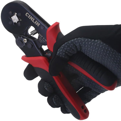 CINLIN Ferrule Crimping Tool Kit – Square Crimp Plier 23-7 AWG with 1380 Pcs Red Copper Terminals